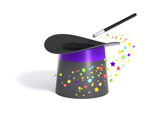 magic hat and wand with clipping path